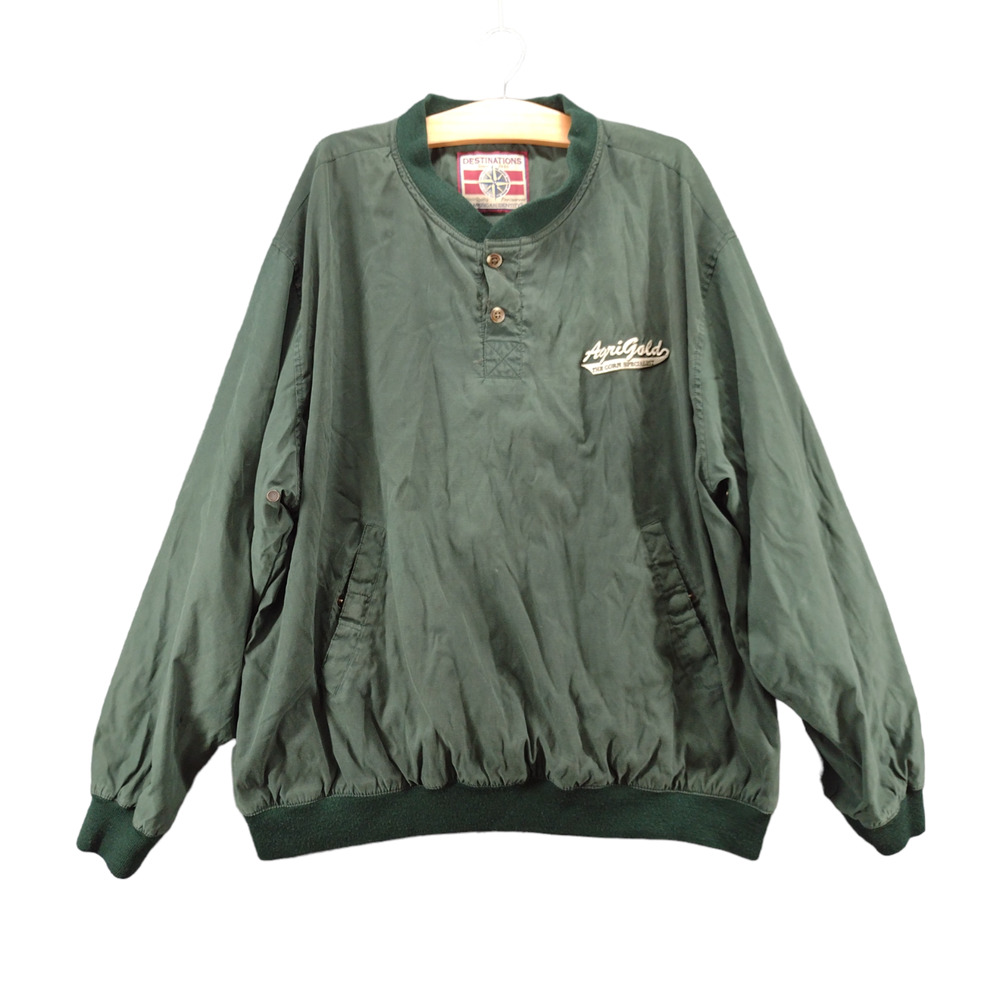 Destinations Men's Agri Gold Pullover Windbreaker Jacket Green XXL Lined Logo